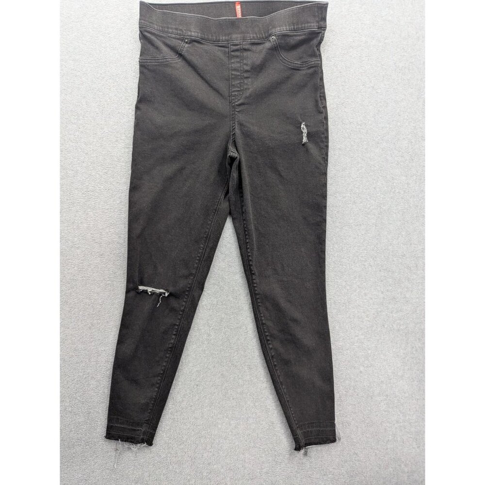 Spanx Jegging Jeans Womens XL Gray High Rise Distressed Shaping Stretch Ankle